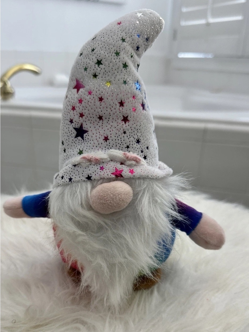 Plush Star Gnome Stuffed Toy - White Hat, Multicolor Body